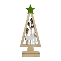 Northlight Lighted Wooden With Star And Reindeer Woodland Scene - 15in 1 Foot Christmas Tree