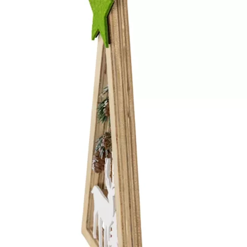 Northlight Lighted Wooden With Star And Reindeer Woodland Scene - 15in 1 Foot Christmas Tree
