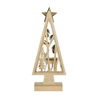 Northlight Lighted Wooden With Star And Reindeer Woodland Scene - 15in 1 Foot Christmas Tree