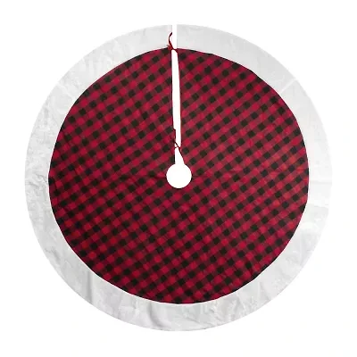 Northlight 48in Red And Black Buffalo Plaid With Faux Fur Trim Indoor Tree Skirt