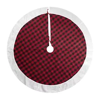 Northlight 48in Red And Black Buffalo Plaid With Faux Fur Trim Indoor Tree Skirt