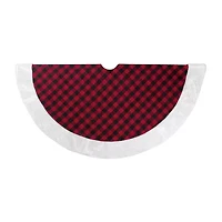 Northlight 48in Red And Black Buffalo Plaid With Faux Fur Trim Indoor Tree Skirt