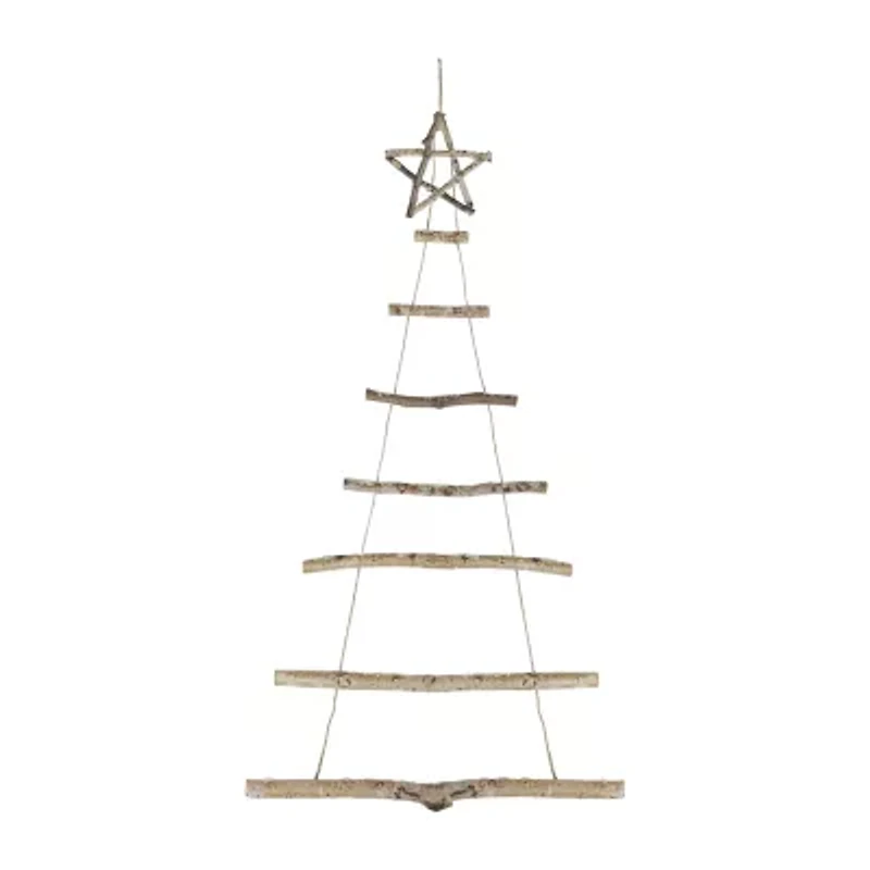Northlight Natural Frosted Tree With Star Topper Wooden - 51in Wood Wall Art