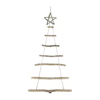Northlight Natural Frosted Tree With Star Topper Wooden - 51in Wood Wall Art