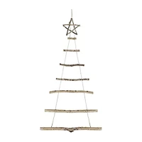 Northlight Natural Frosted Tree With Star Topper Wooden - 51in Wood Wall Art