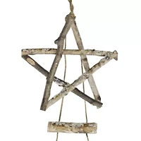 Northlight Natural Frosted Tree With Star Topper Wooden - 51in Wood Wall Art