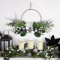 Northlight Real Touch™️ Winter Greenery With Pinecones - 18in - Unlit Wreath