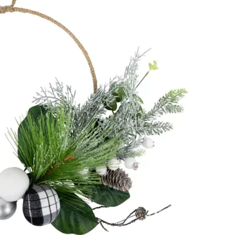 Northlight Real Touch™️ Winter Greenery With Pinecones - 18in - Unlit Wreath