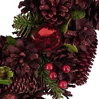 Northlight 14" Pinecone Berry And Ornament Wreath