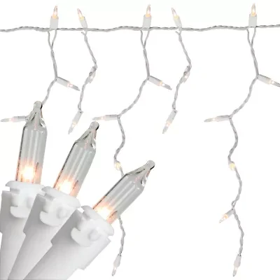 Northlight 300 Clear Mini - 13.5 Ft White Wire Outdoor Icicle Lights