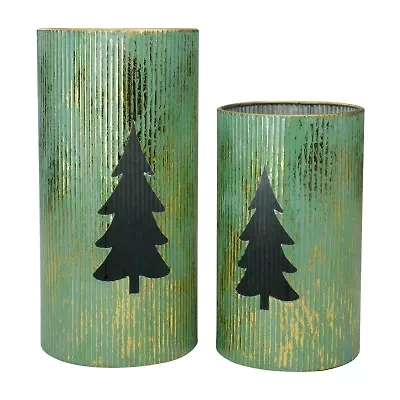 Northlight 12" Set Of 2 Rustin Christmas Tree Decorative Lantern