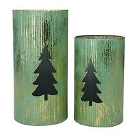 Northlight 12" Set Of 2 Rustin Christmas Tree Decorative Lantern