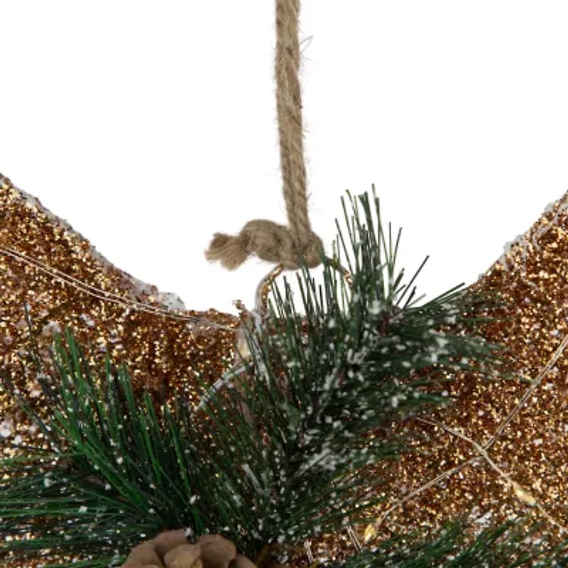 Northlight 23in Led Lighted Champagne Gold Ombre Mesh Bow Christmas Window Decor