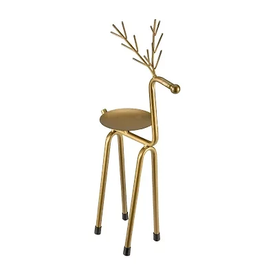 Northlight 13.25in Large Bronze Reindeer Pillar Candle Holder