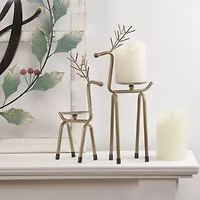 Northlight 13.25in Large Bronze Reindeer Pillar Candle Holder
