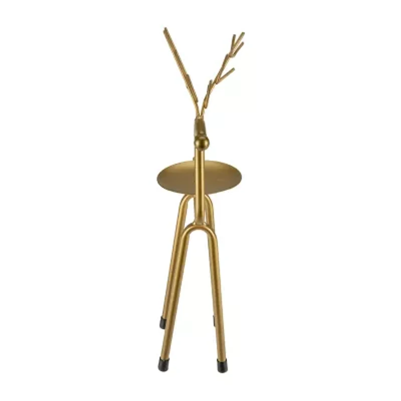 Northlight 13.25in Large Bronze Reindeer Pillar Candle Holder