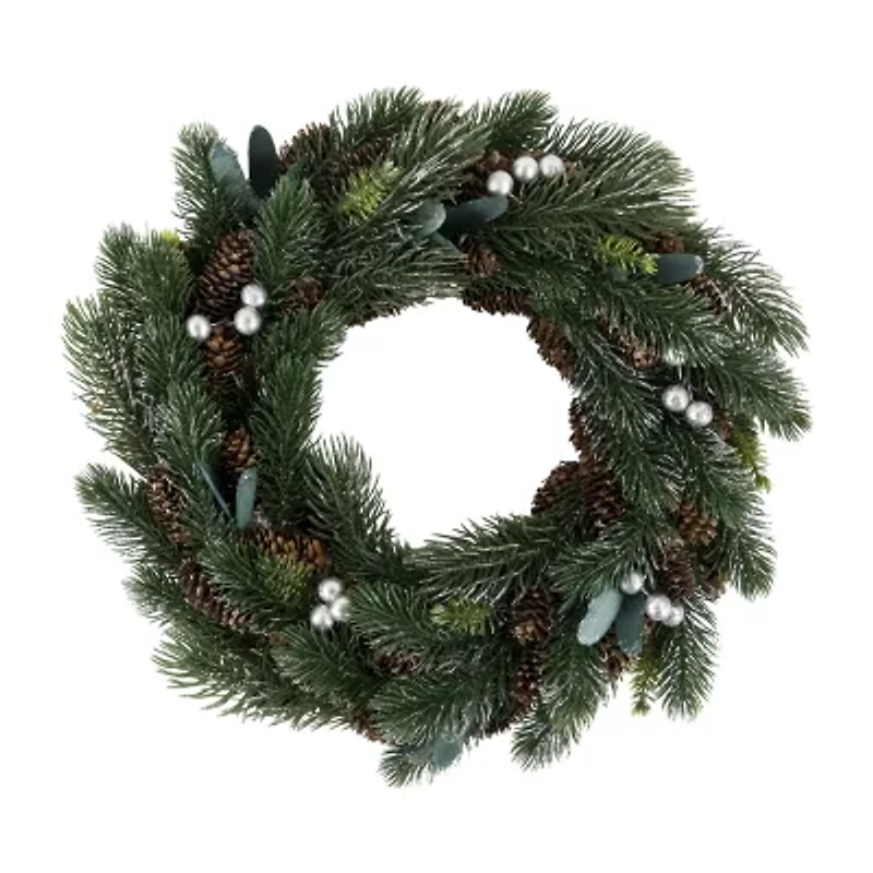 Northlight Green Pine Pinecone With Berries 14in Unlit Wreath