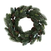 Northlight Green Pine Pinecone With Berries 14in Unlit Wreath