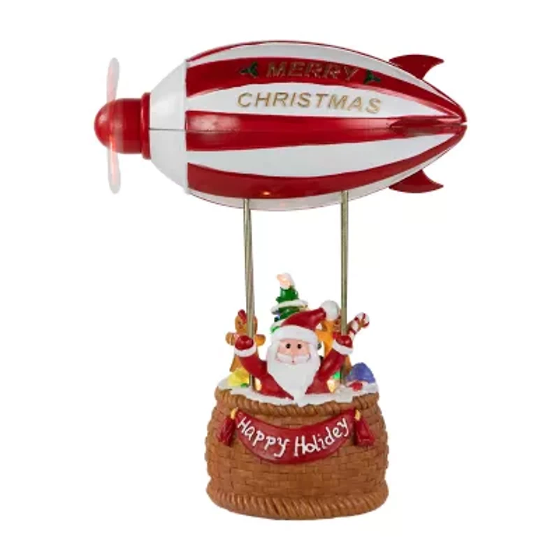 Northlight Musical And Animated Blimp And Santa - 8.5in - Red And White Plays Music Christmas Tabletop Decor