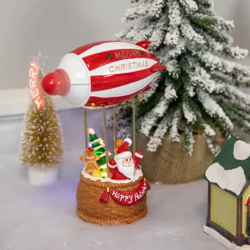Northlight Musical And Animated Blimp And Santa - 8.5in - Red And White Plays Music Christmas Tabletop Decor