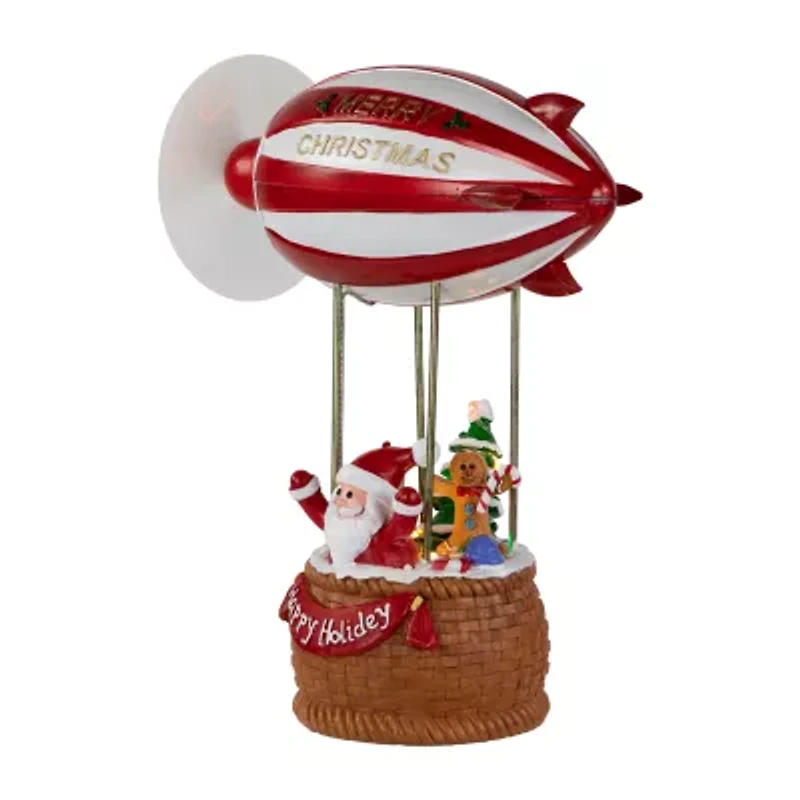 Northlight Musical And Animated Blimp And Santa - 8.5in - Red And White Plays Music Christmas Tabletop Decor