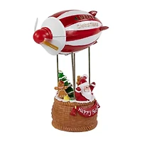 Northlight Musical And Animated Blimp And Santa - 8.5in - Red And White Plays Music Christmas Tabletop Decor