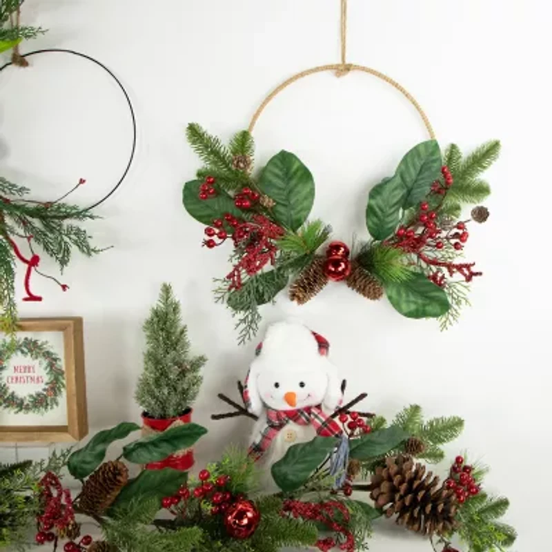Northlight Red And Green Foliage Pinecones And Berries Artificial 17in Unlit Wreath