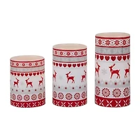 Northlight Led Flickering Nordic Reindeer Wax Pillar - 6in - Set Of 3 Flameless Candle