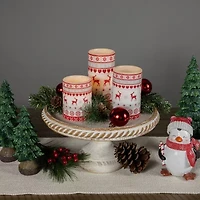 Northlight Led Flickering Nordic Reindeer Wax Pillar - 6in - Set Of 3 Flameless Candle