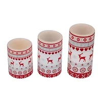 Northlight Led Flickering Nordic Reindeer Wax Pillar - 6in - Set Of 3 Flameless Candle