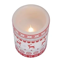 Northlight Led Flickering Nordic Reindeer Wax Pillar - 6in - Set Of 3 Flameless Candle