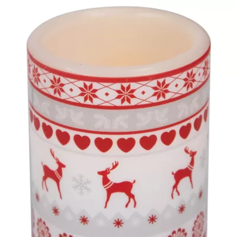 Northlight Led Flickering Nordic Reindeer Wax Pillar - 6in - Set Of 3 Flameless Candle