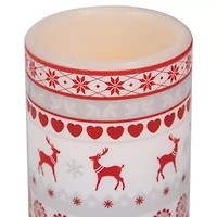 Northlight Led Flickering Nordic Reindeer Wax Pillar - 6in - Set Of 3 Flameless Candle