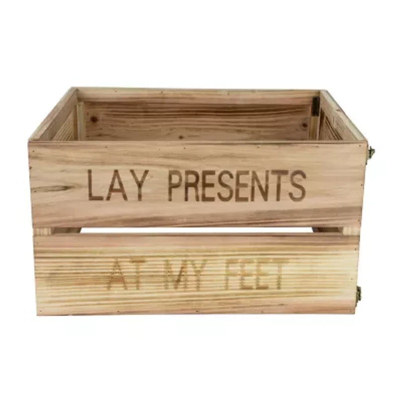Northlight 18in Wood Crate Inlay Presents At My Feetin Christmas Tree Collar