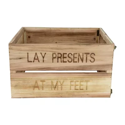 Northlight 18in Wood Crate Inlay Presents At My Feetin Christmas Tree Collar