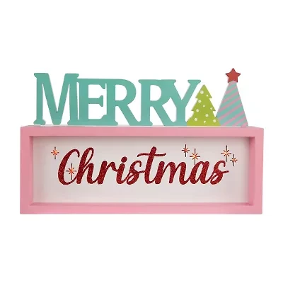 Northlight Lighted "Merry" Shadow Box - 10in - Multicolor Flameless Candle
