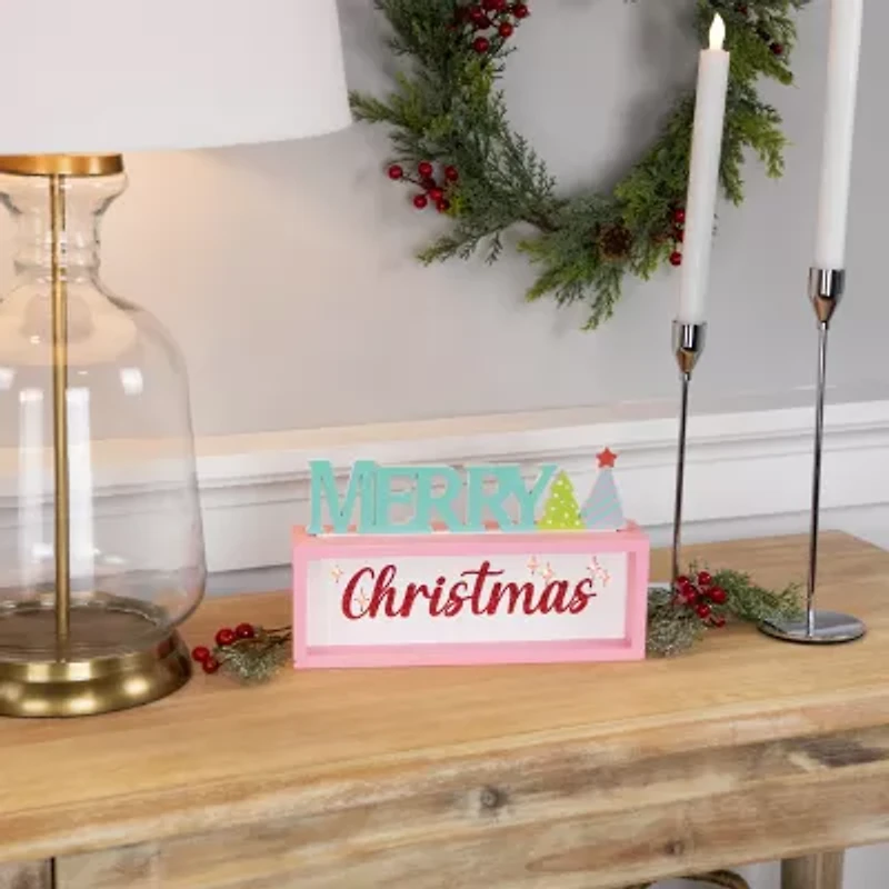Northlight Lighted "Merry" Shadow Box - 10in - Multicolor Flameless Candle