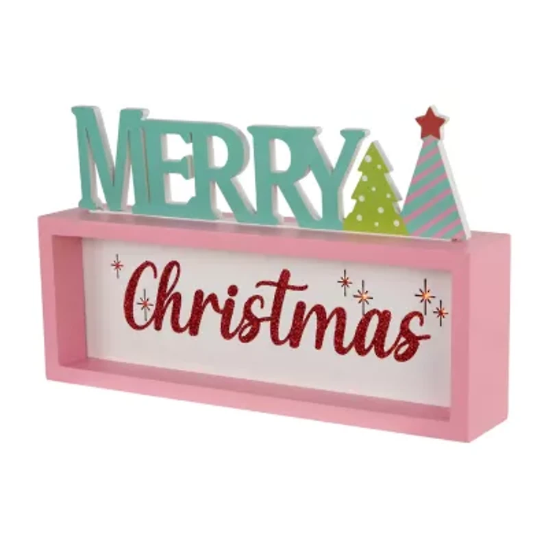 Northlight Lighted "Merry" Shadow Box - 10in - Multicolor Flameless Candle