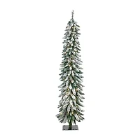 Northlight Pre-Lit Pencil Flocked Alpine - 6ft - Clear Lights 6 Foot Flocked Pine Christmas Tree