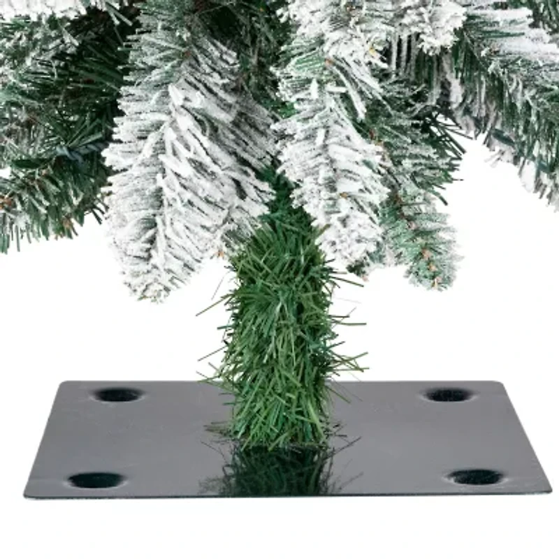 Northlight Pre-Lit Pencil Flocked Alpine - 6ft - Clear Lights 6 Foot Flocked Pine Christmas Tree