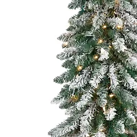 Northlight Pre-Lit Pencil Flocked Alpine - 6ft - Clear Lights 6 Foot Flocked Pine Christmas Tree