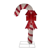 Northlight Pre-Lit Glitter Candy Cane - 72in - White Lights Christmas Yard Art