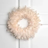 Northlight Glittered Feathers - 14.5in - Unlit - Peach Wreath
