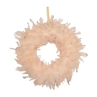 Northlight Glittered Feathers - 14.5in - Unlit - Peach Wreath