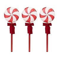 Northlight Peppermint Lollipops Pathway Markers - Clear Lights - 4.5ft White Wire - 3ct Christmas Yard Art
