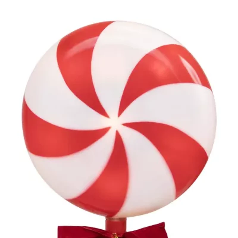 Northlight Peppermint Lollipops Pathway Markers - Clear Lights - 4.5ft White Wire - 3ct Christmas Yard Art
