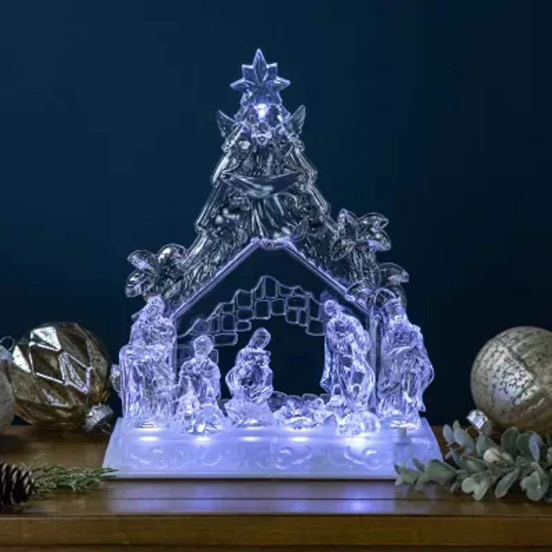 Northlight Led Lighted In Stable Acrylic - 10.75in Lighted Nativity Set