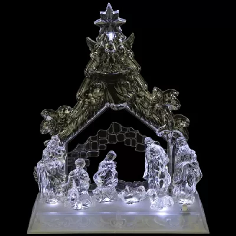 Northlight Led Lighted In Stable Acrylic - 10.75in Lighted Nativity Set