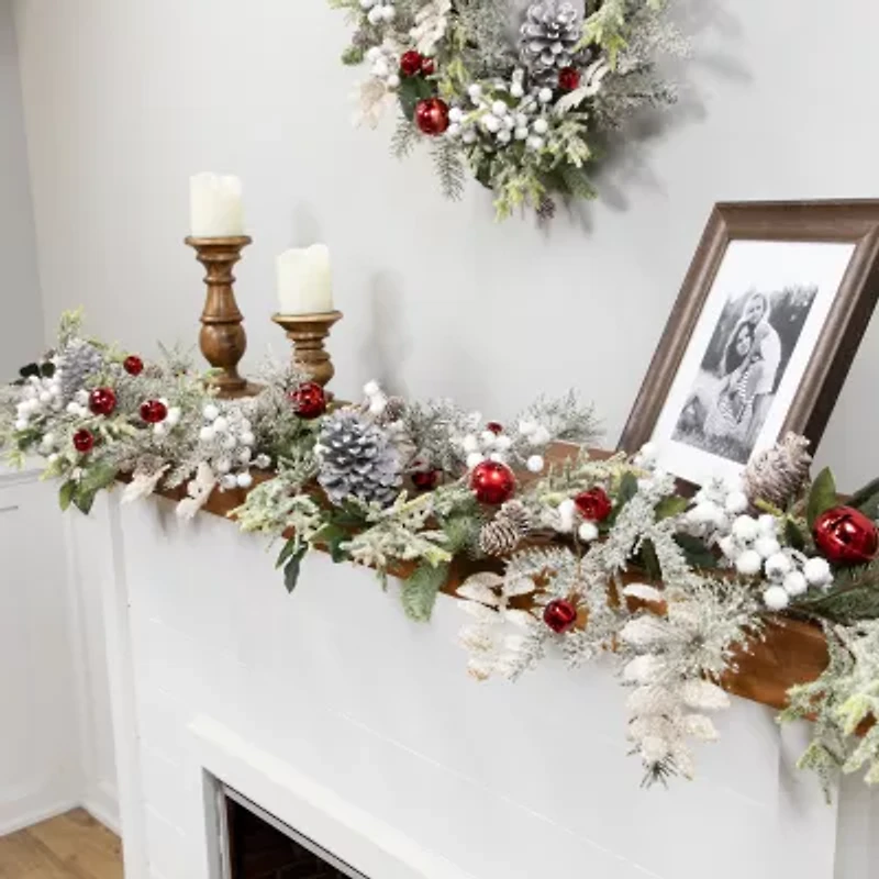 Northlight Frosted Pinecones And Berries - 6ft X 8in - Unlit Christmas Indoor Garland