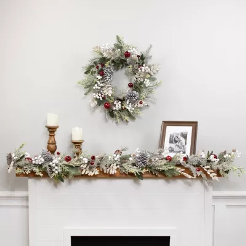 Northlight Frosted Pinecones And Berries - 6ft X 8in - Unlit Christmas Indoor Garland